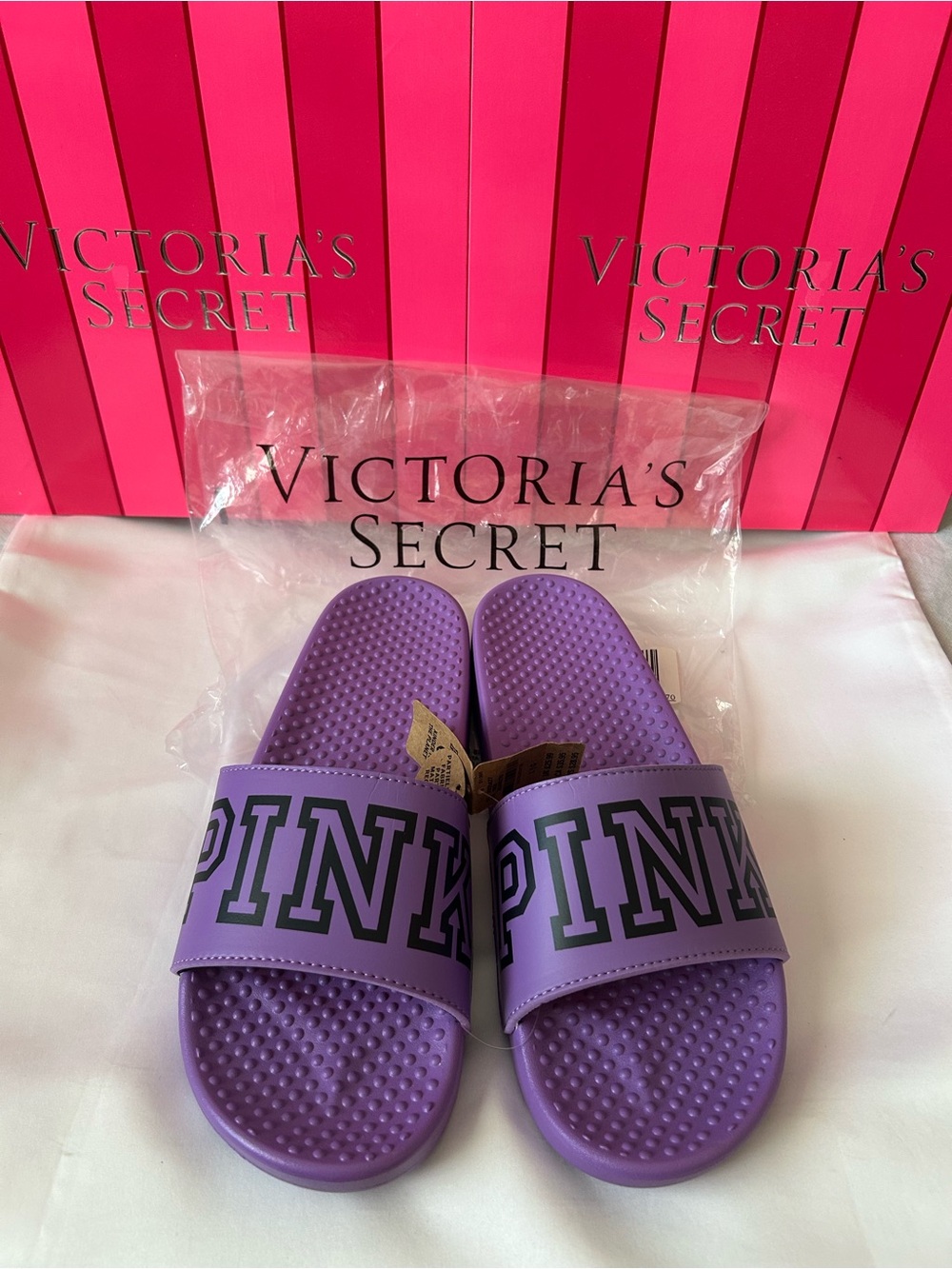 💝 PINK 💝 Victoria's Secret   Lavender💜Purple💜Logo Slide Sandals